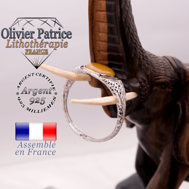 Bracelet toile d'araignée jaspe mokaite ouvert en argent 925