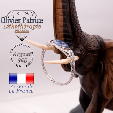 Bracelet toile d'araignée sodalite ouvert en argent 925