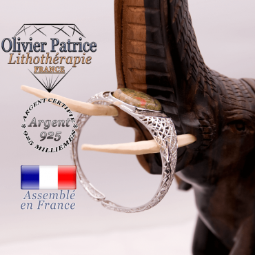 Bracelet toile d'araignée unakite ouvert en argent 925