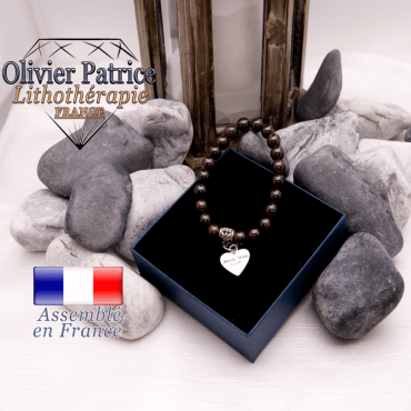 Bracelet grenat et son charms coeur en alliage