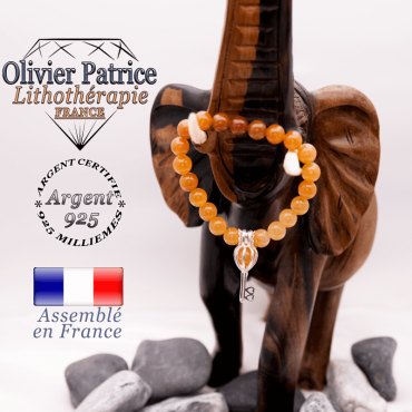 Bracelet aventurine orange et sa cage clé en argent 925