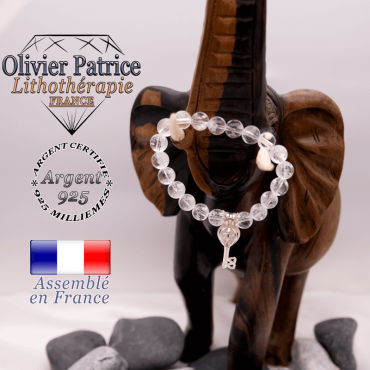 Bracelet cristal de roche et sa cage clé en argent 925