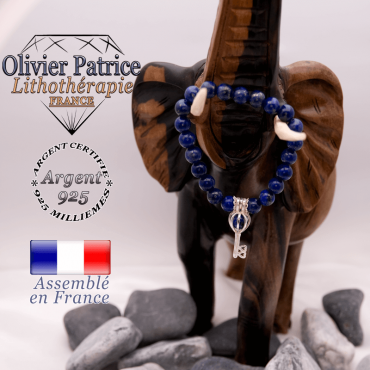 Bracelet lapis lazuli et sa cage clé en argent 925