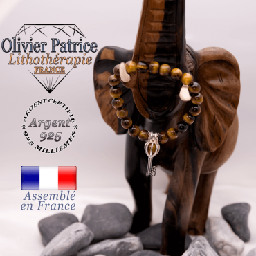 Bracelet Œil de Tigre et sa cage clé en argent 925