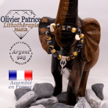 Bracelet Œil de faucon et cage strass en argent 925