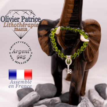 Bracelet péridot et sa cage clé en argent 925