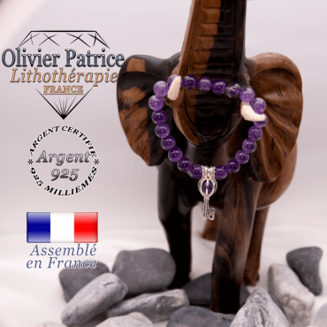 Bracelet améthyste et sa cage clé en argent 925