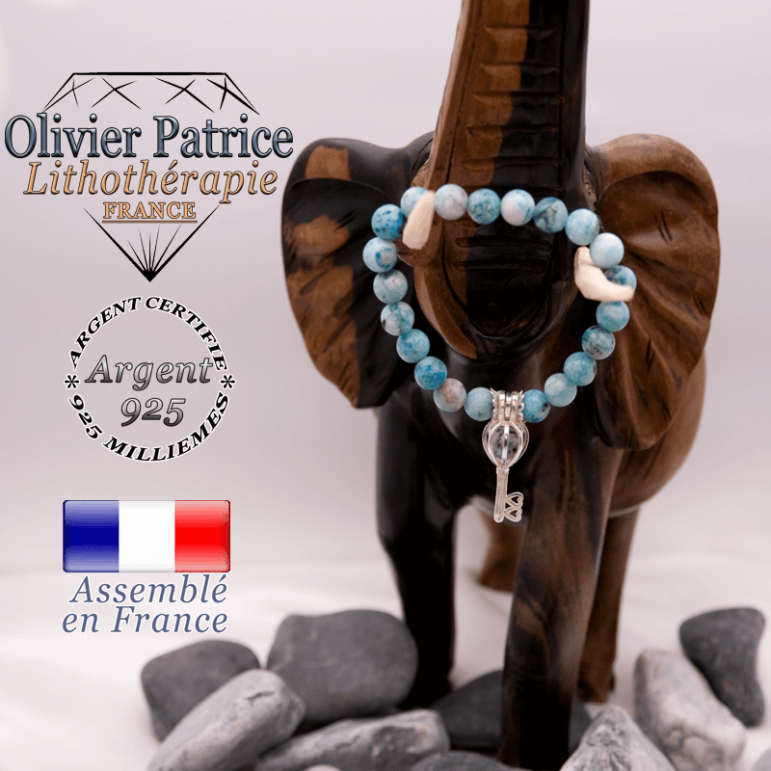 Bracelet hémimorphite et sa cage clé en argent 925