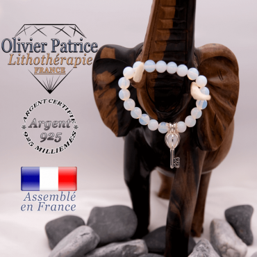Bracelet opale et sa cage clé en argent 925