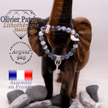 Bracelet sodalite et sa cage clé en argent 925