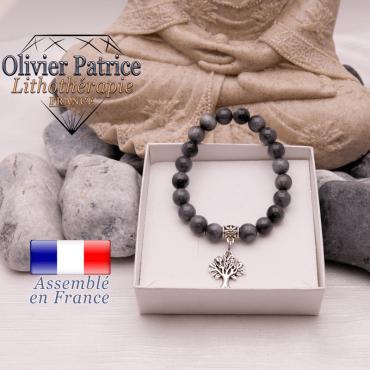 Bracelet pierre d'aigle et son charms arbre de vie en alliage