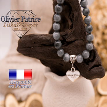 Bracelet pierre d'aigle et son charms coeur en alliage