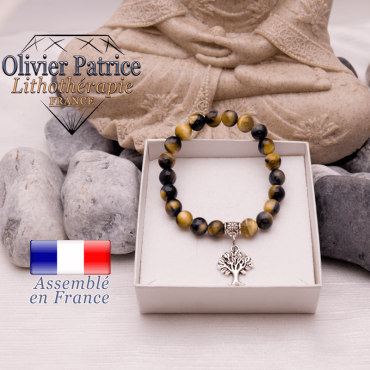 Bracelet  Œil de faucon et son charms arbre de vie en alliage
