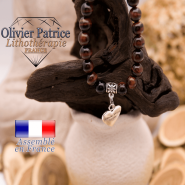 Bracelet œil de taureau et son charms coeur en alliage