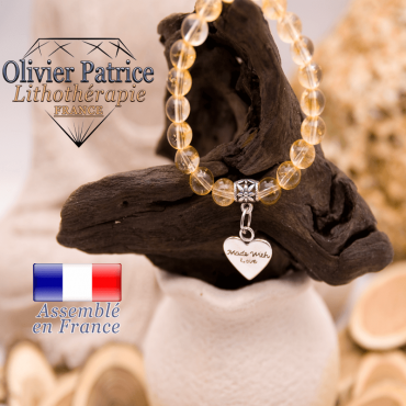 Bracelet citrine et son charms coeur en alliage