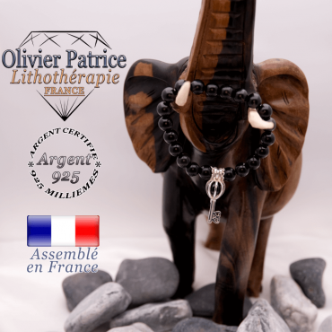 Bracelet onyx et sa cage clé en argent 925