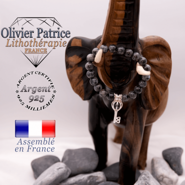Bracelet larvikite et sa cage clé en argent 925