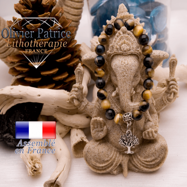 Bracelet  Œil de faucon et son charms arbre de vie en alliage