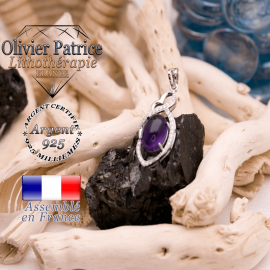 Pendentif améthyste losange en argent 925