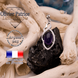 Pendentif améthyste losange en argent 925