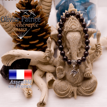 Bracelet grenat et son charms éléphant en alliage