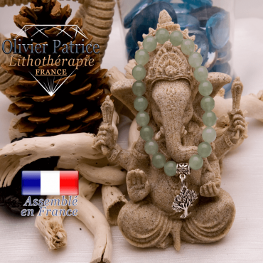 Bracelet aventurine et son charms arbre de vie en alliage