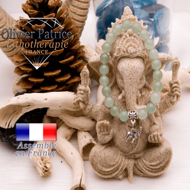 Bracelet aventurine et son charms éléphant en alliage