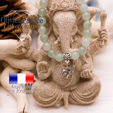 Bracelet aventurine et son charms éléphant en alliage