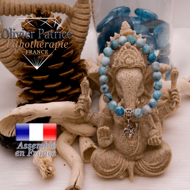 Bracelet hémimorphite et son charms éléphant en alliage