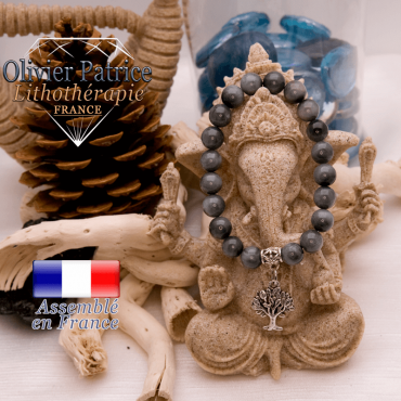 Bracelet pierre d'aigle et son charms arbre de vie en alliage