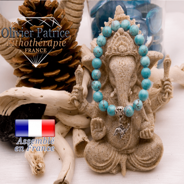 Bracelet turquoise et son charms éléphant en alliage