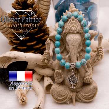 Bracelet turquoise et son charms arbre de vie en alliage
