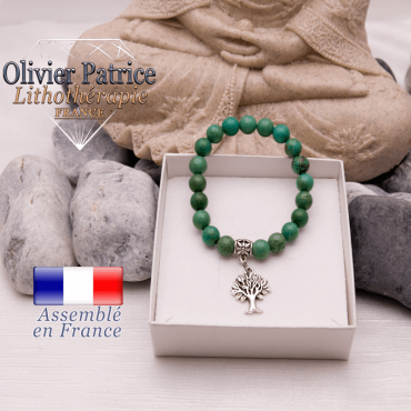 Bracelet turquoise du Tibet et son charms arbre de vie en alliage