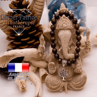 Bracelet bronzite et son charms arbre de vie en alliage
