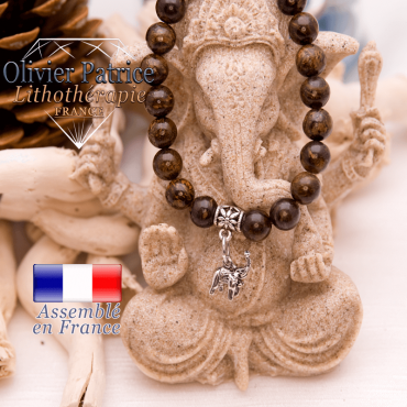 Bracelet bronzite et son charms éléphant en alliage