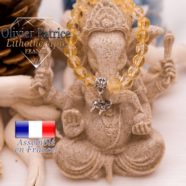 Bracelet citrine et son charms éléphant en alliage