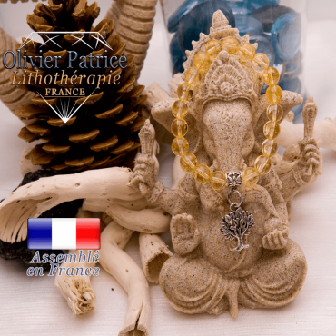 Bracelet citrine et son charms arbre de vie en alliage