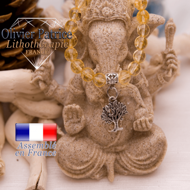 Bracelet citrine et son charms arbre de vie en alliage