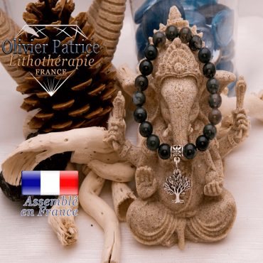 Bracelet agate mousse et son charms arbre de vie en alliage
