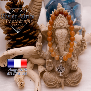 Bracelet aventurine orange et son charms arbre de vie en alliage