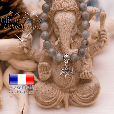 Bracelet de labradorite et son charms elephant en alliage