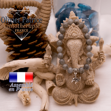Bracelet de labradorite et son charms elephant en alliage