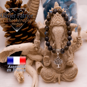 Bracelet de labradorite et son charms arbre de vie en alliage