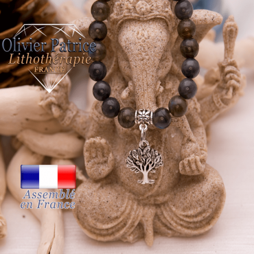 Bracelet de labradorite et son charms arbre de vie en alliage