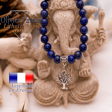 Bracelet lapis lazuli et son charms arbre de vie en alliage