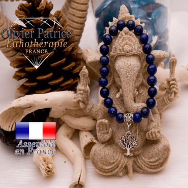 Bracelet lapis lazuli et son charms arbre de vie en alliage