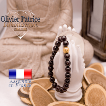 Bracelet grenat et sa boule plaqué or strass pour femme naturelle pierre