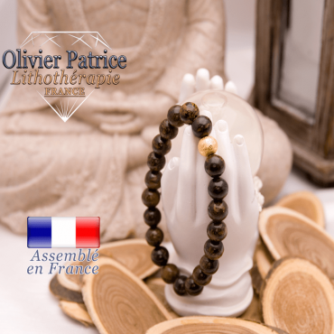 Bracelet en bronzite et sa boule plaqué or