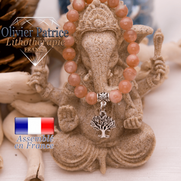 Bracelet pierre de soleil et son charms arbre de vie en alliage