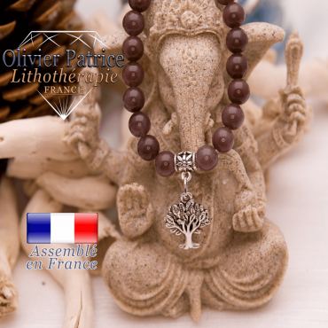 Bracelet quartz vin et son charms arbre de vie en alliage
